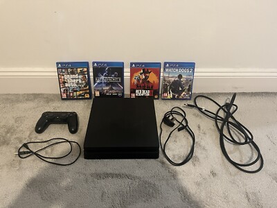 Sony PlayStation 4 Slim 1TB Schwarz Konsole und Controller + 4 Spiele LESEN SIE UNTEN 