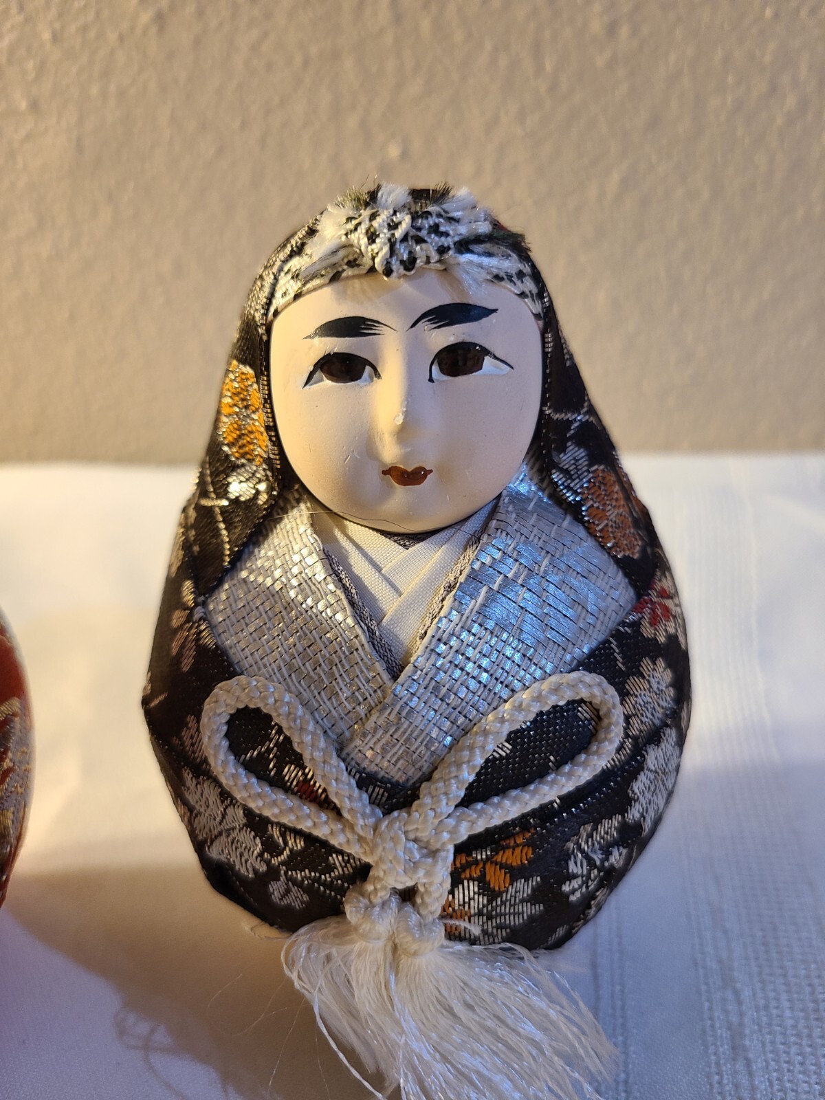 Rare Vintage Japanese Egg Face Doll Ornament Hand Painted Bisque Pin Cushion Set eBay