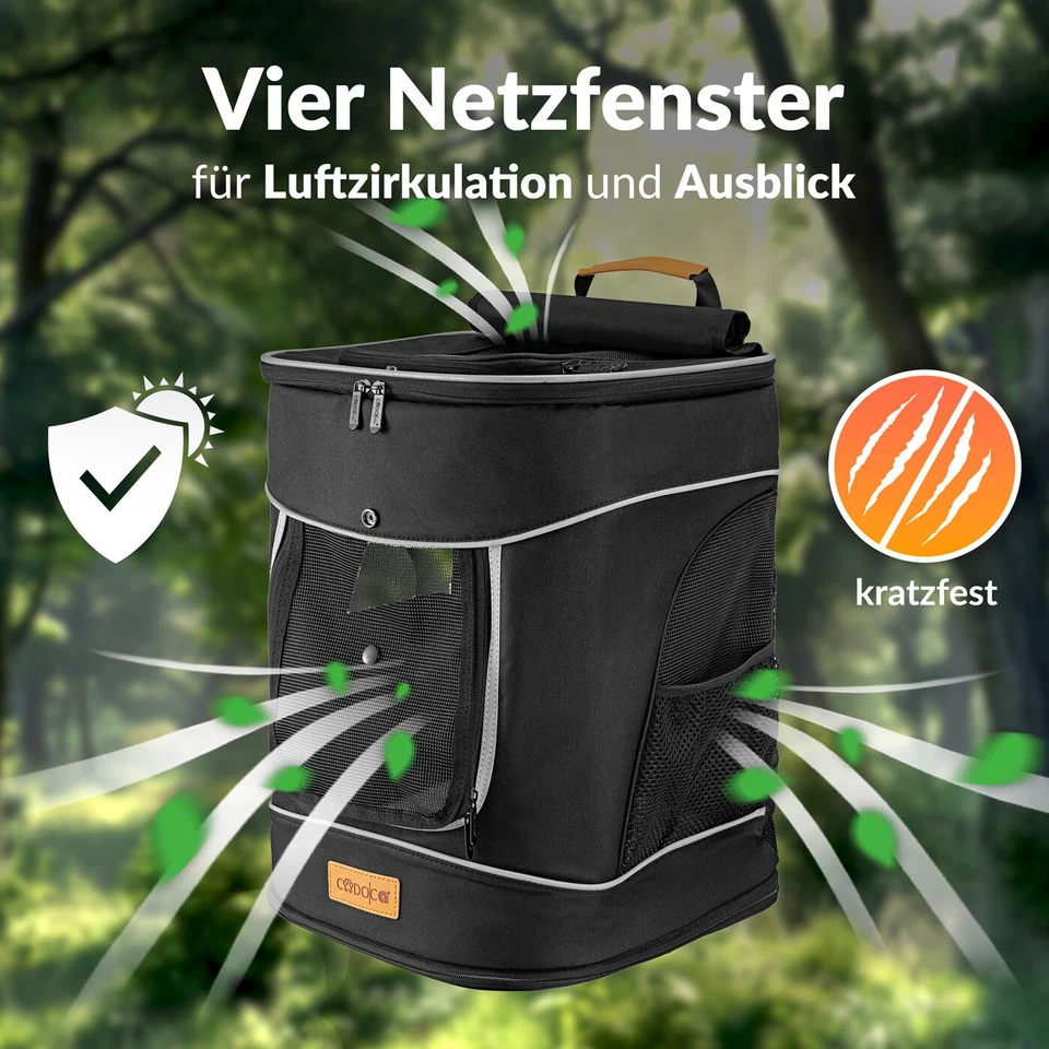 CADOCA® Haustier Rucksack Hunderucksack Tiertragetasche Katze Hunde Tragetasche - Bild 3 von 4