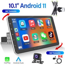 Single 1 DIN Rotatable 10.1 Android 13 Touch Screen Car Stereo Radio GPS Wifi