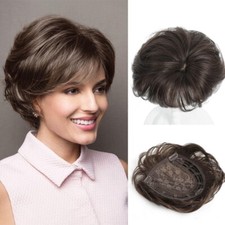 Short Hair Topper Wavy Hair Piece with Toupee Synthetic Hair Extensions ForWomen