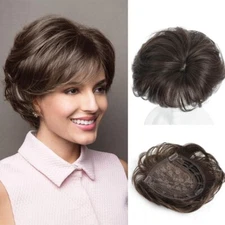 Short Hair Topper Wavy Hair Piece with Toupee Synthetic Hair Extensions ForWomen