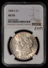 1898-S $1 Morgan Silver Dollar - Strong Luster - PQ Coin - NGC AU 55 - SKU-B3473