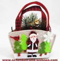 Geschenktasche, Motiv Weihnachtsmann - Klein -Filz Ca. 18 X 16 Cm (H/B)