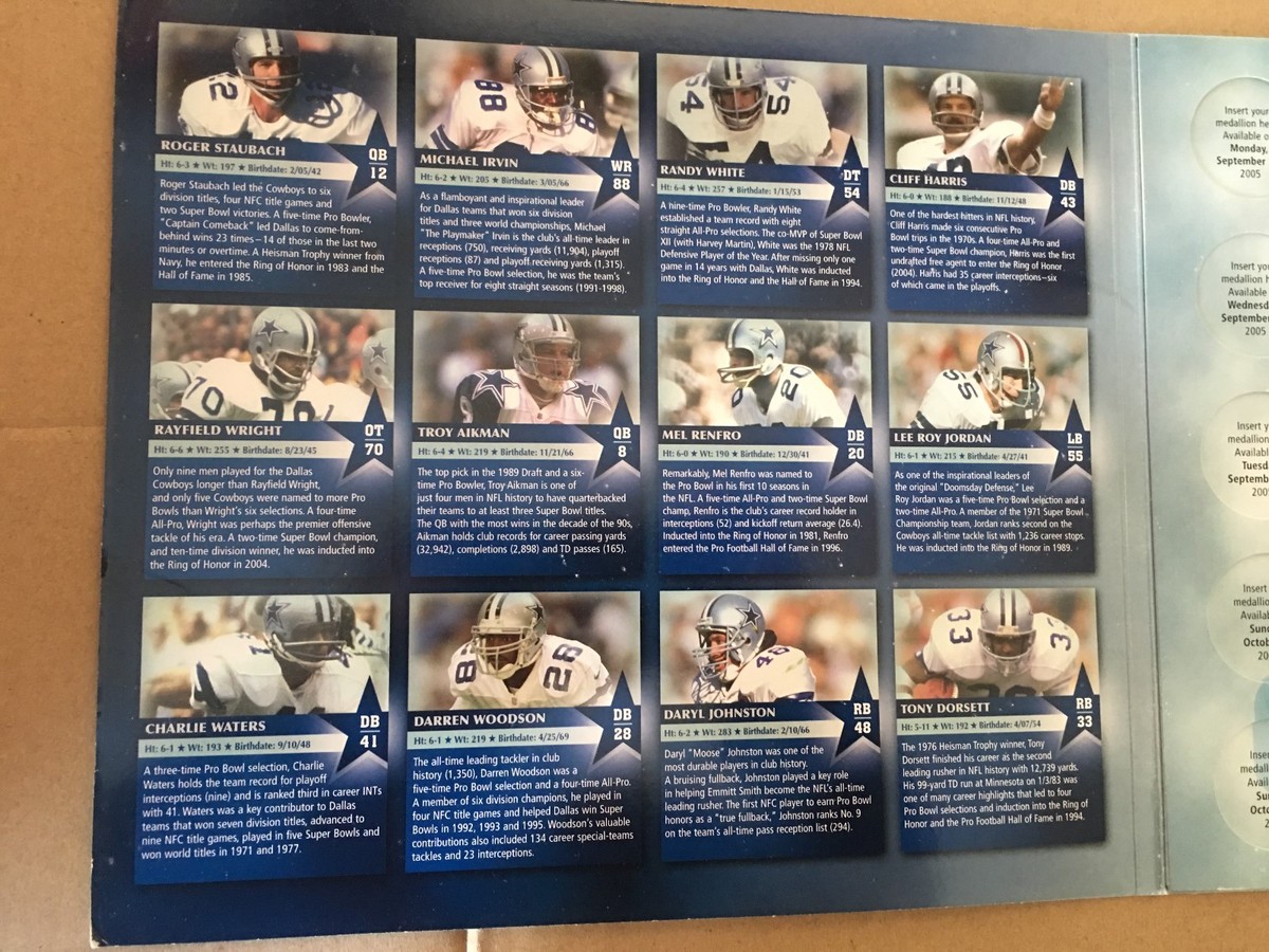Médaillons Commémoratifs Dallas Cowboys Legends - Troy Aikman - Livre Inclus