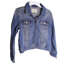 Ashley Vintage Charm Women's Denim Jean Jacket Distressed Look - Large