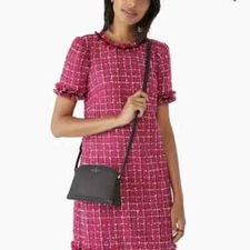 NWT Kate Spade Tinsel Glitter Fabric Small Dome Crossbody Bag In Black Sparkly