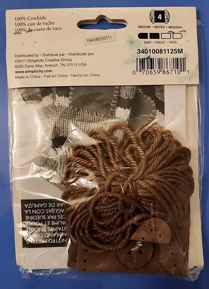 New Boye Starting Points Tan Suede Mitten Palms with Pattern sz Medium 1 pair - Image 2 of 2