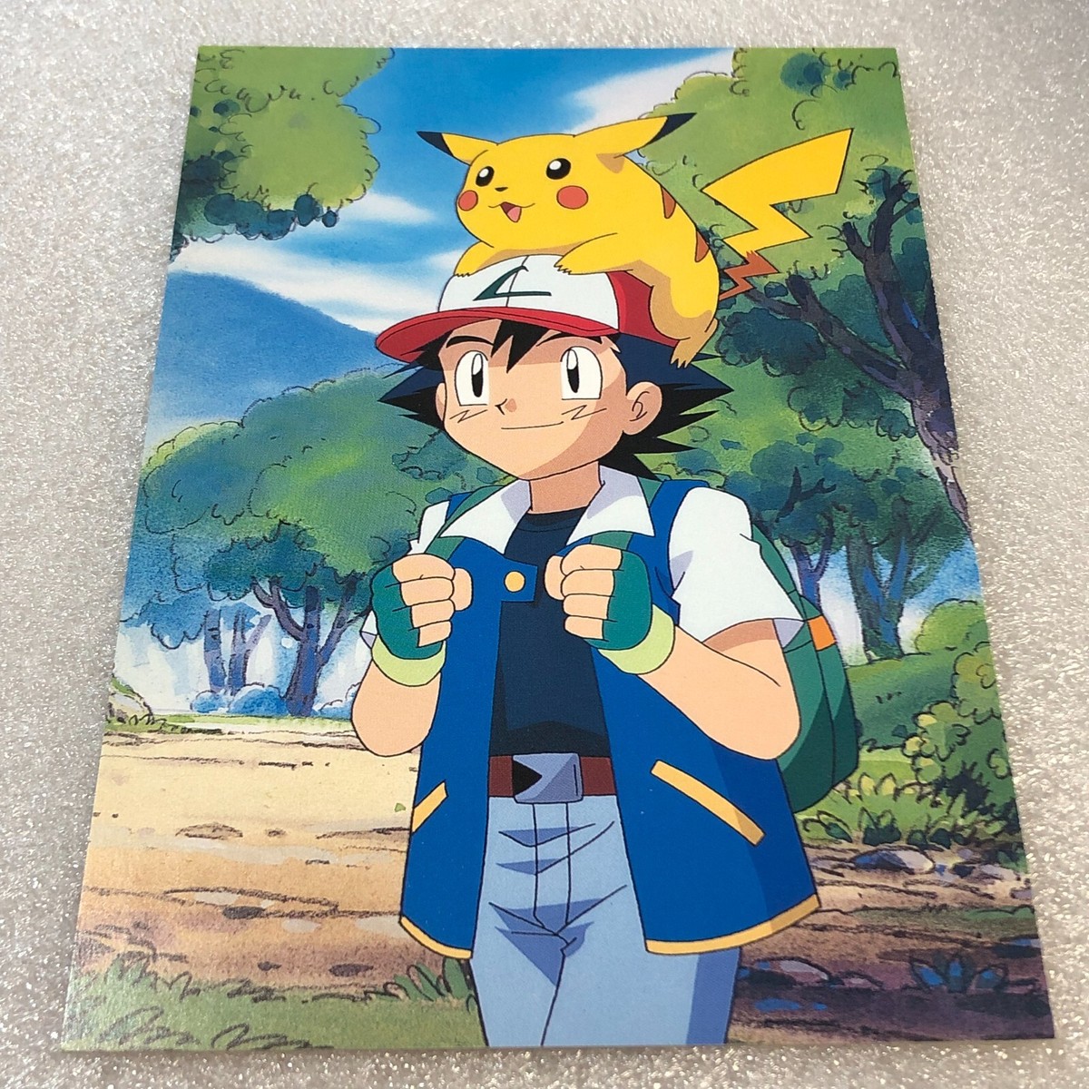 和の絵 Pokemon 1997 Japanese Vintage Shogakukan Post Card - Ash