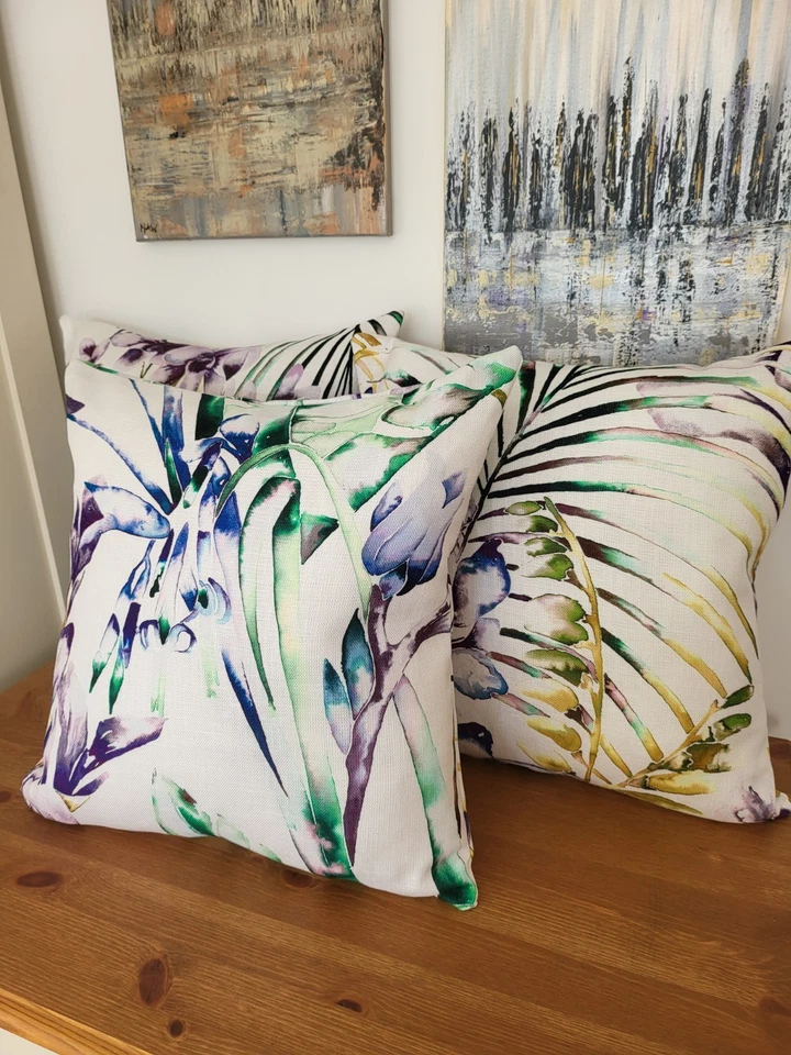 Set Of 3 New, Handmade Cushion Covers In Harlequin Paradise Fabric 45cm - Image 3 of 4