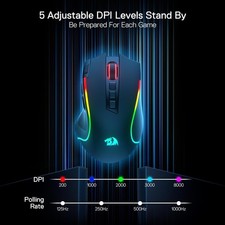 Redragon M612 Pro Rgb Gaming Mouse 8000 Dpi Cablato/Wireless Mouse Con 9 Tasti Programmabili E 6 Modalità Di Retroilluminazione Bt & 2.4G Supporto Software Wireless - 5