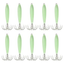 35g Luminous Squid Jig Hooks, 10 Pcs Cuttlefish Sleeve Saltwater Fishing Lure...