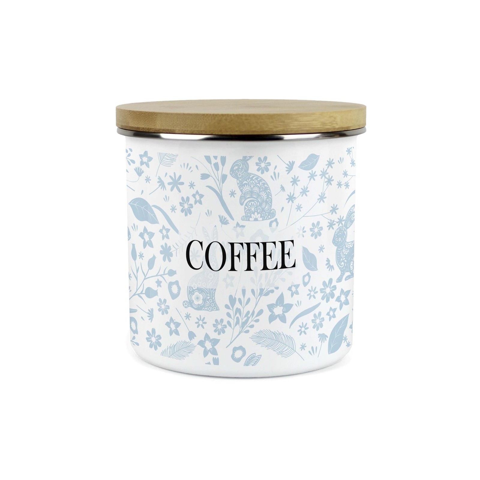 Wild Rabbits Coffee Storage Canister - Light Blue Enamel Food/Drink Container