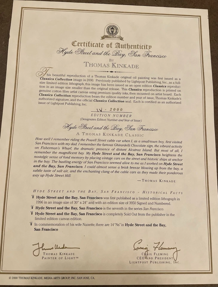 Thomas Kinkade - Hyde Street, San Francisco - Clásicos de lona  Foto 3 de 3