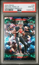 2024 Panini Prizm - Fireworks Michael Penix Jr. #16 Green Ice Prizm (RC)