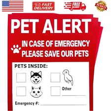 Pet Alert Safety Fire Rescue Sticker - 4 Pack,In Case of Fire Notify Rescue P...