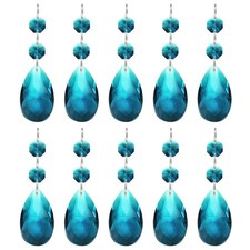 Teardrop Crystal Chandelier, 10 Pack 85mm Length Prisms Part, Sky Blue
