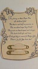 Vintage 1957's Baby Gift 18 karat Gold plated Diaper Pins on card