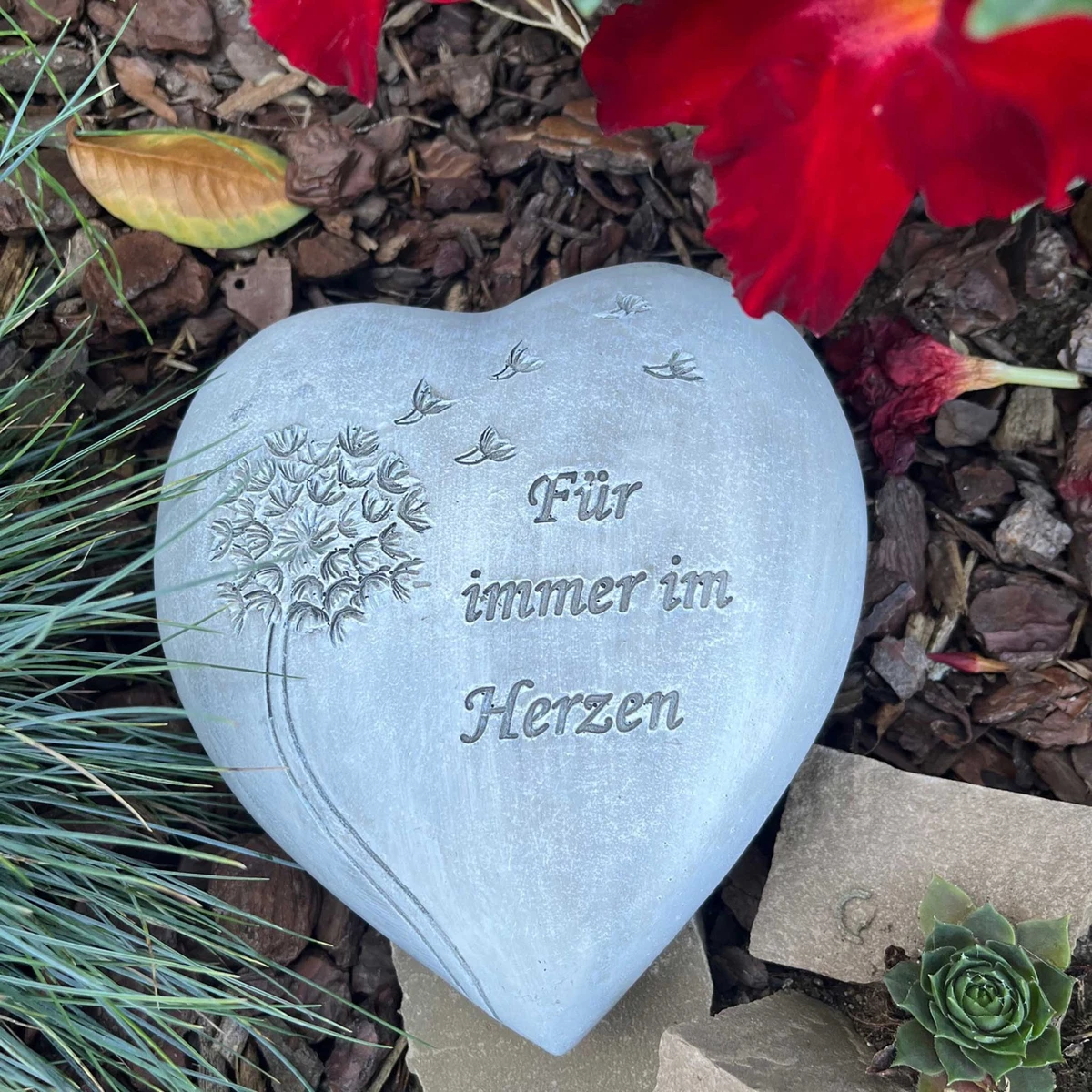 Personalisierte Grabtafel In Herzform Mit Pusteblume