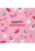 "Gadget -D- 16 Napkins \"Happy Birthday\" Rosa 33Cm X 33Cm Amscan"