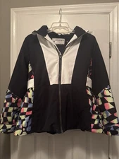 SPYDER Girls Size 16 Ski Coat Youth Fur Line Removable Hood Black Multicolor