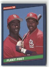 1986 DONRUSS #651 FLEET FEET (WILLIE MCGEE / VINCE COLEMAN) CARDINALS
