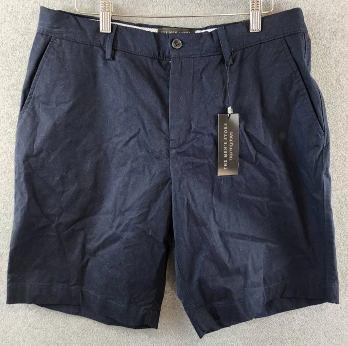 The Men's Store at Bloomingdale's Twill Regular Fit Shorts 33 Navy Zip Closure