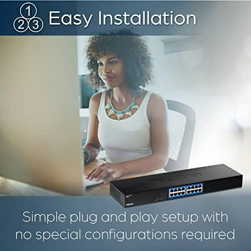 TRENDnet 16 Port Gigabit Switch TEG S17 Rackmount Fanless Network Device - Image 3 of 4