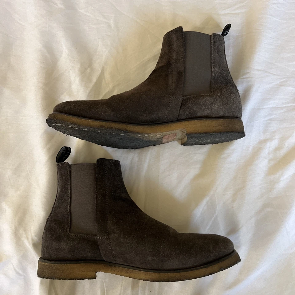 AllSaints Rhett Gris Chelsea Gamuza Cuero Botas Para Hombre Talla EU 40 US 7 Tobillo Foto 3 de 4