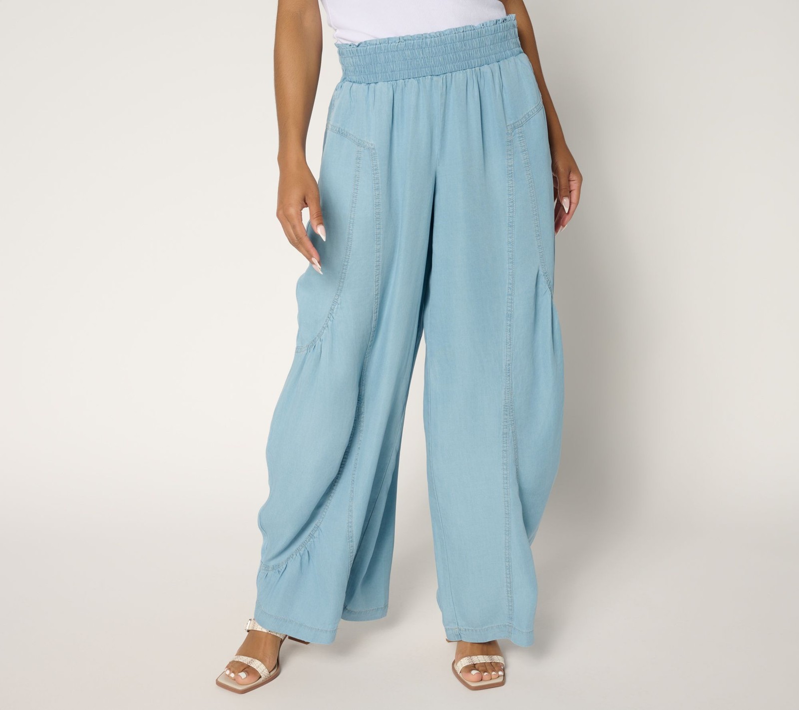 Peace Love World Women's Pants Sz 2XS (XXS) Boheme Drapey Lyocell Blue A693606