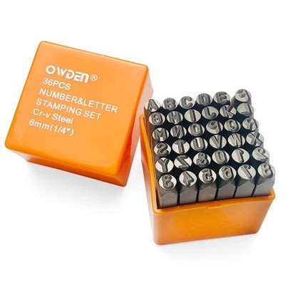 Steel Letter Number Punch Set 36Pcs 1/4 Inch 6mm Uppercase Jewelry Craft Stampin