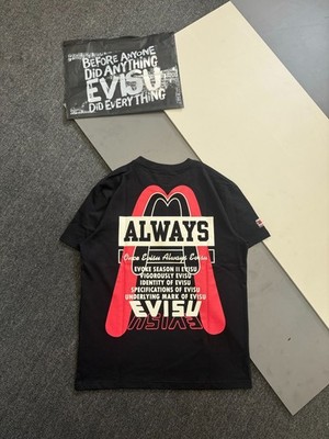 EVISU Tee shirt cotton New RED & BLACK & WHITE joint name TEE