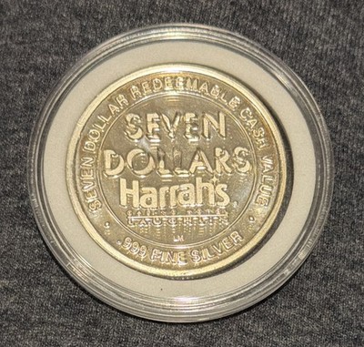 80's BURSWOOD CASINO メダル3点 Harrah's Seven Dollar .999 Fine Silver Token Casino Collectors