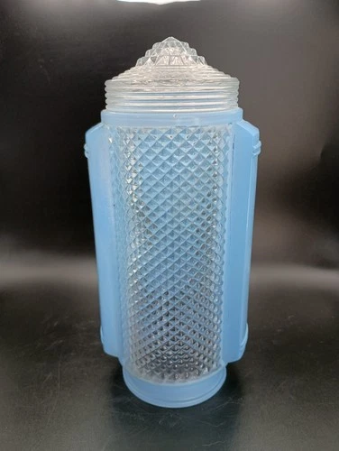 Antique Deco Glass Light Powder Blue Glass Skyscraper Torpedo 8-1/2" Lamp Shade