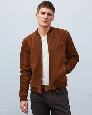 Brown Bomber Flight Real Leather Jacket For Men