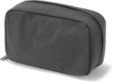 MUJI Wrinkled Nylon Wide-Opening Pouch 11 x 6 x3.5cm Dark Gray