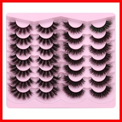 Dramatic 8D Faux Mink False Eyelashes - 14 Pairs for Voluminous, Wispy Cat Ey...