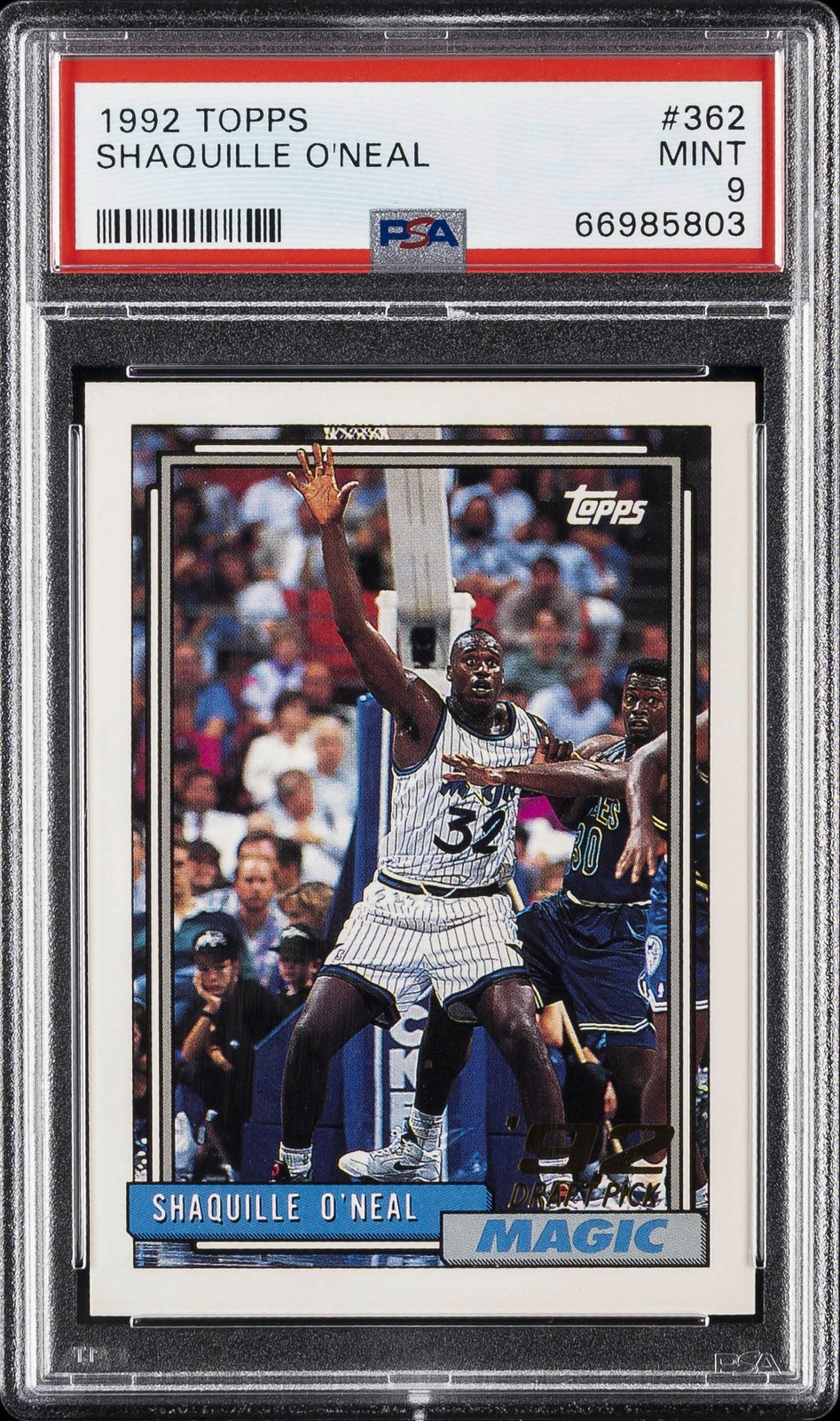 1992 TOPPS #362 SHAQUILLE O'NEAL ROOKIE RC PSA 9