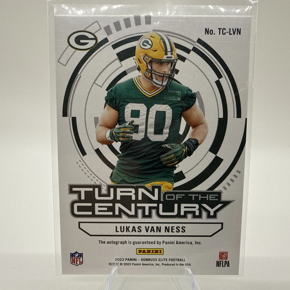 Lukas Van Ness Turn Of The Century Auto 10/10 2023 Donruss Elite Rookie Packers - Image 2 of 4