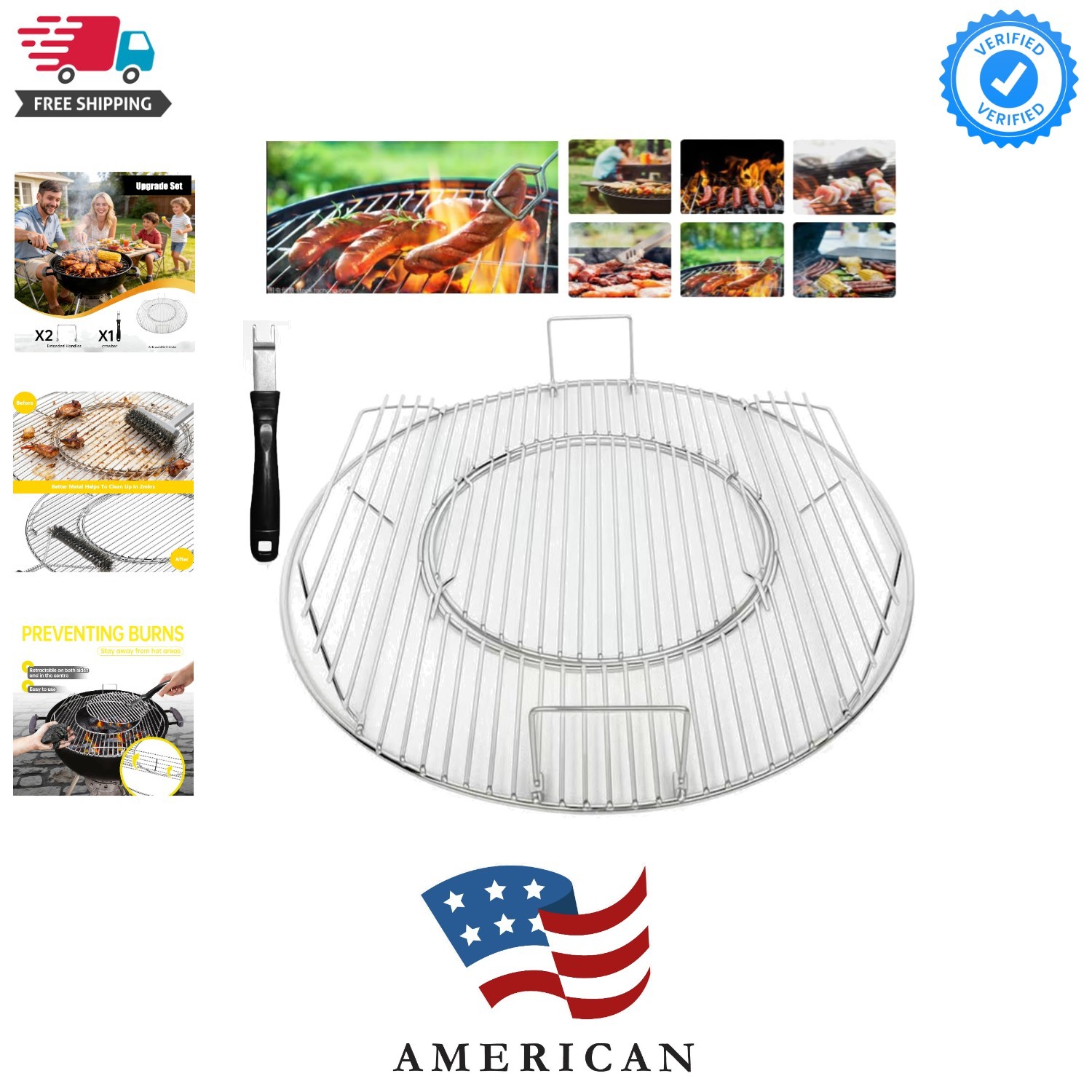 Grill Grates 8835 Replacement for Weber, 22 inch Charcoal Grills, Kettle, Gou...