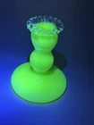 Vintage Fenton Uranium Custard Glass "Silver Crest" Candle Holder