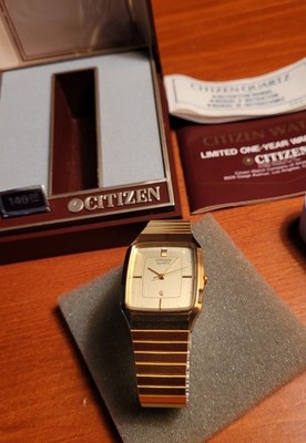 Citizen Tank Watch Men 27mm Champagne Dial Gold Rectangle 4031