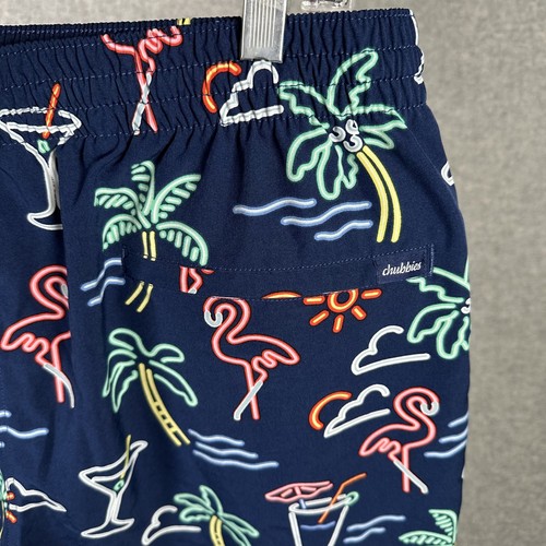 Chubbies Mens Swim Trunks 2XL Blue Neon Flamingo Martini Beach Summer 5.5” - Picture 5 of 13