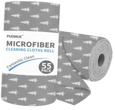 55 Pack Microfiber Christmas Cleaning Cloth Roll, Tear 1 Count (Pack of 1) Tree