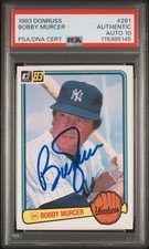 BOBBY MURCER Signed 1983 Donruss #261 VERY RARE PSA 10 Auto