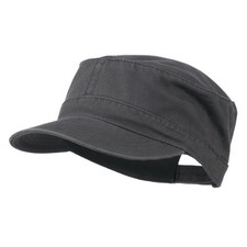 Garment Washed Adjustable Army Cap One Size Charcoal Grey