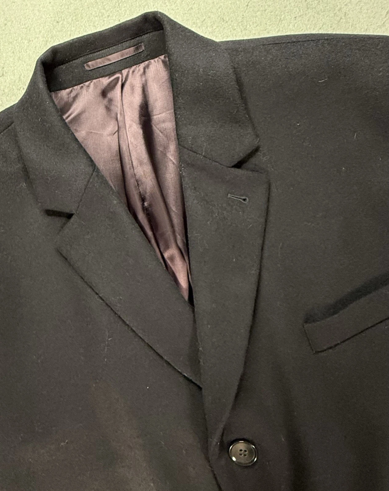 Charles Tyrwhitt Overcoat Zanieri Italian Cashmere/Wool 48R Navy Surgeon Cuff image 3