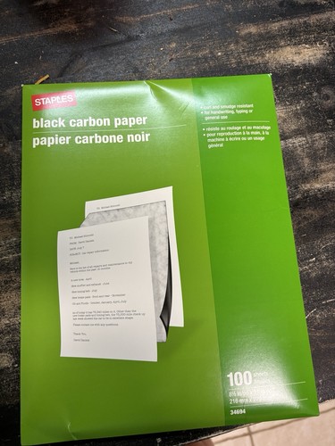 Staples Black Carbon Paper, Black 8.5 x 11 in, 100 Sheets