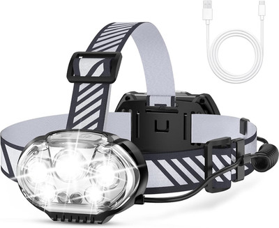 Rechargeable Headlamp, Ultra-Bright 5 LED Head Lamp with Red White Light,Ipx4 Wa