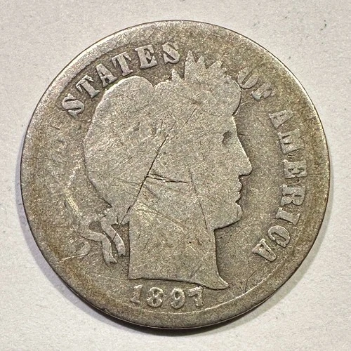 1897-S Barber Dime Liberty Head Silver Better Date Album Filler Low Grade
